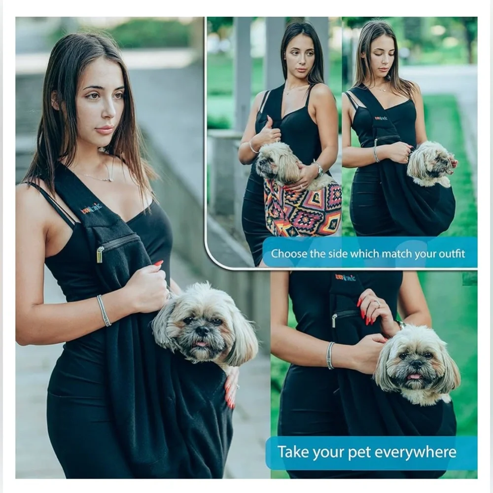 NEW BUDDYTASTIC Dog Sling Carrier for Small Dogs Puppies up to 15# Black